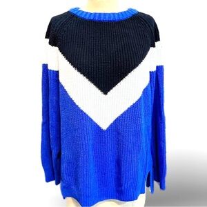 VINTAGE 90s Express colorblock‎ geometric chevron knit crewneck sweater y2k